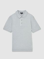 Men Contrast-Placket Polo Shirt With Cotton in Washed Sage Green