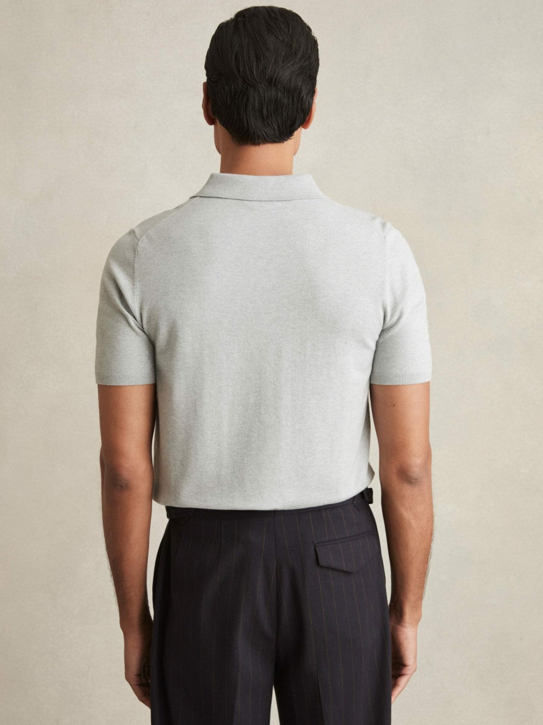 Men Contrast-Placket Polo Shirt With Cotton in Washed Sage Green