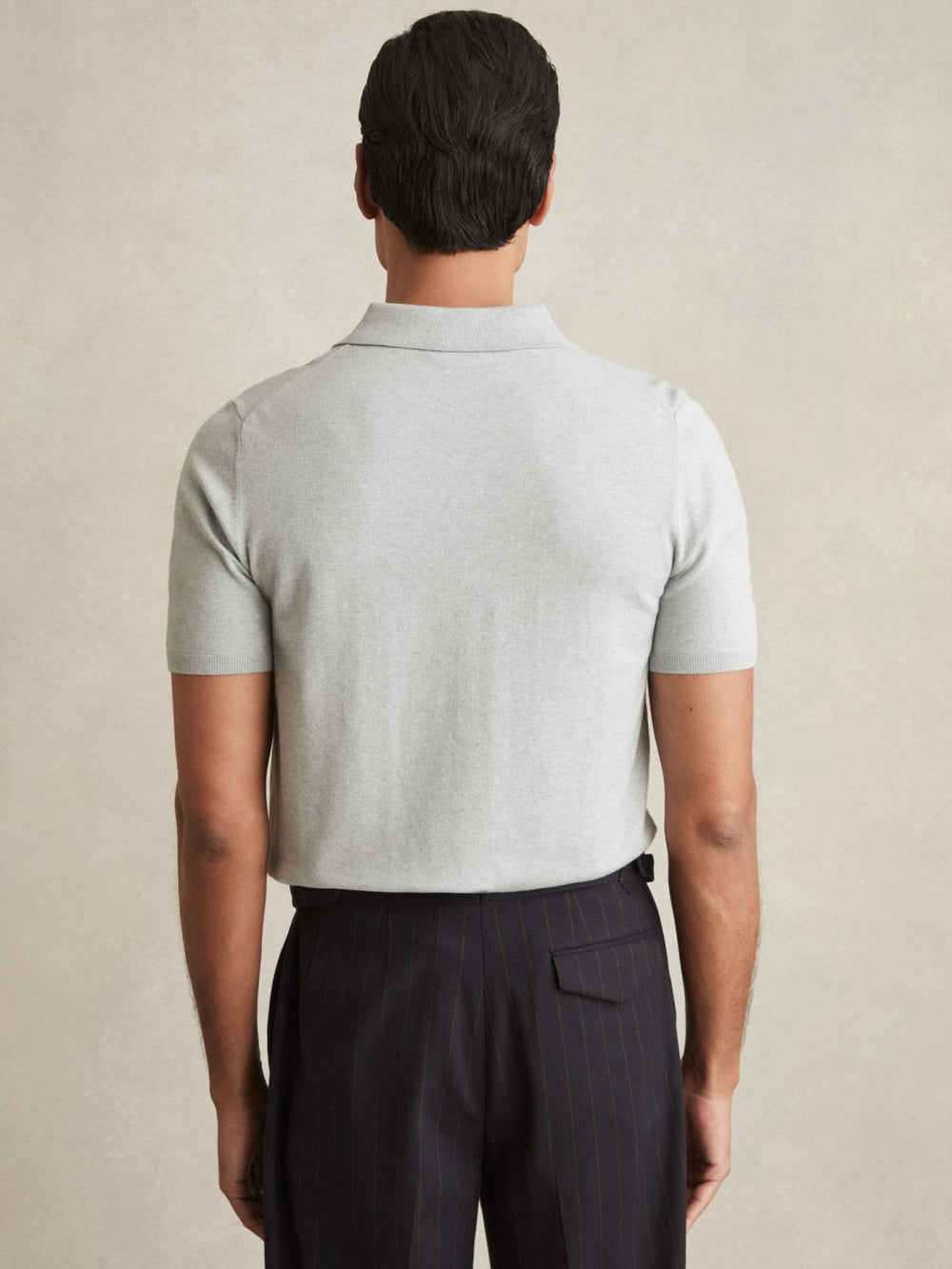 Men Contrast-Placket Polo Shirt With Cotton in Washed Sage Green