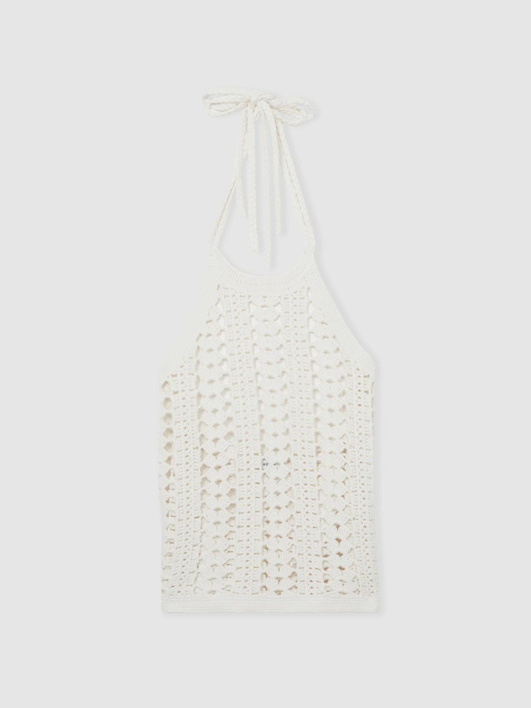 Women Cotton Crochet Halterneck Vest Top in White