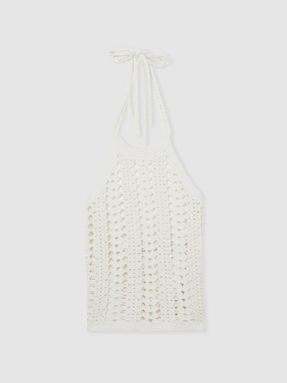 Women Cotton Crochet Halterneck Vest Top in White