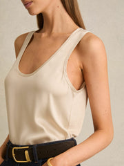 Women Silk-Front Cami Top in Neutral