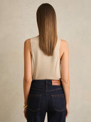 Women Silk-Front Cami Top in Neutral