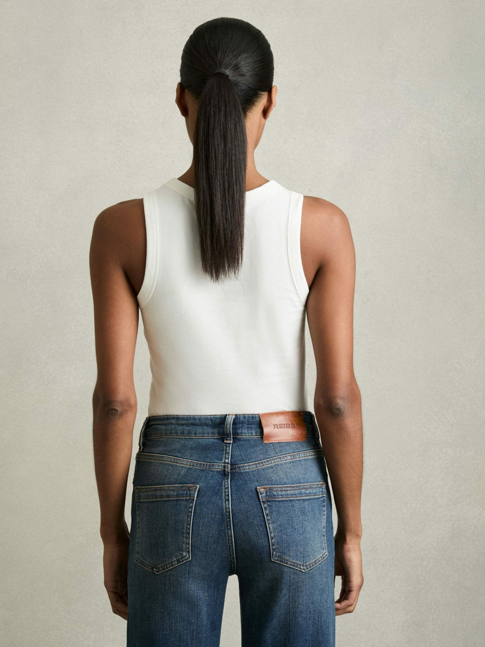 Women Stretch-Cotton Racerback Vest in White