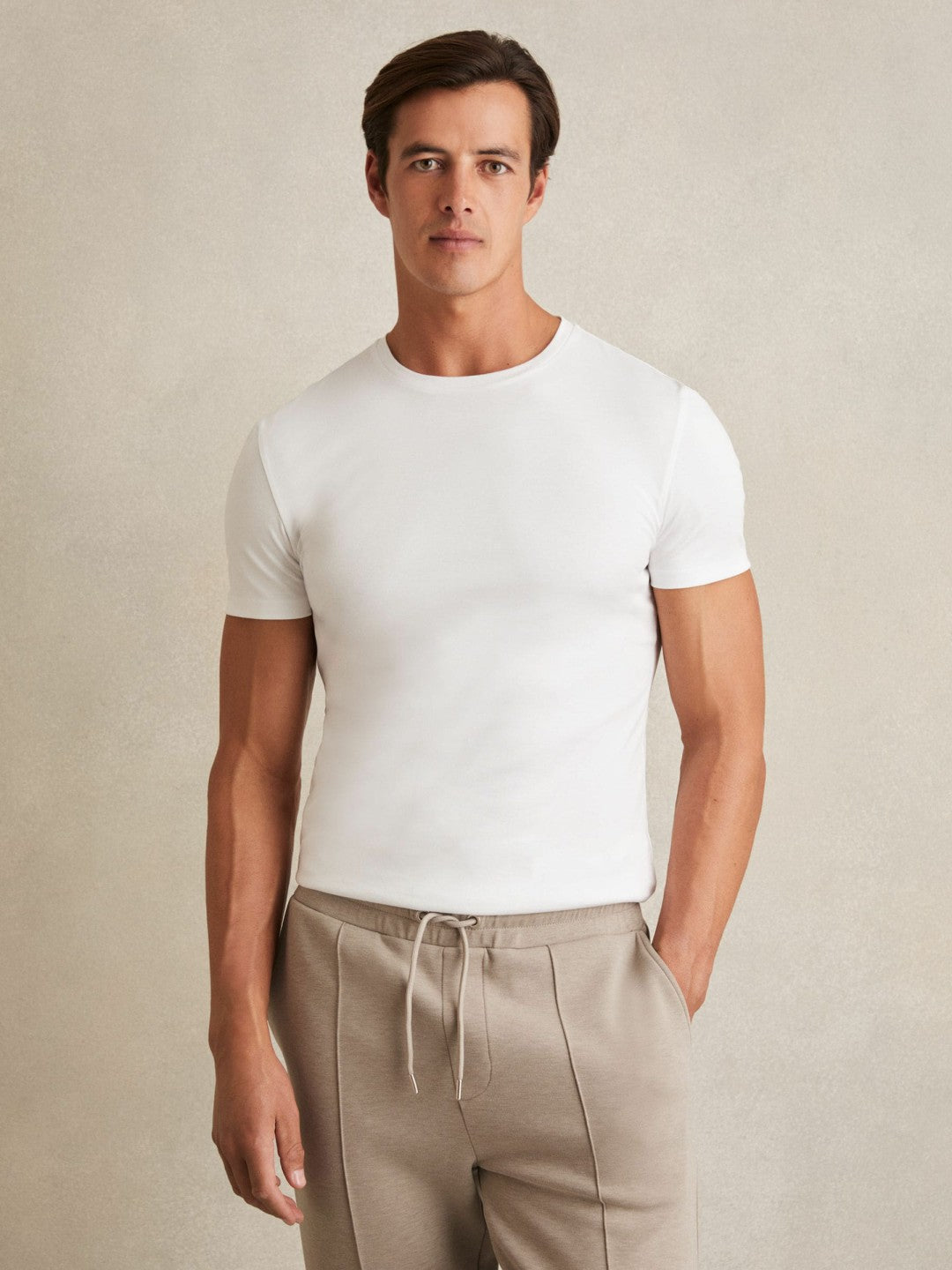 Men Cotton Sports-Fit T-Shirt in White