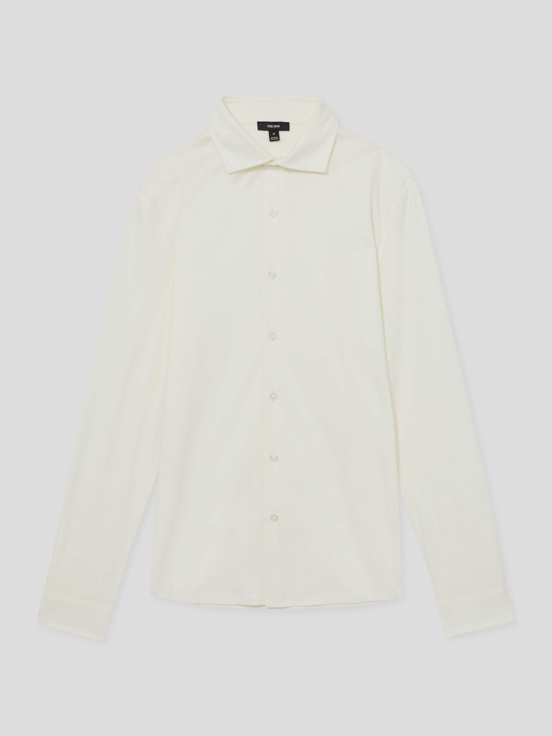 Men Cotton-Jersey Button-Through Shirt in Ecru