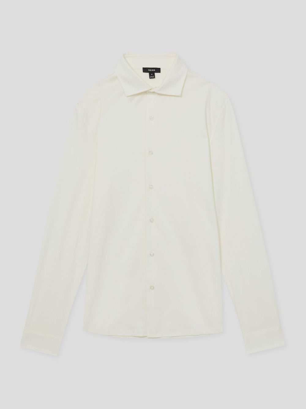 Men Cotton-Jersey Button-Through Shirt in Ecru
