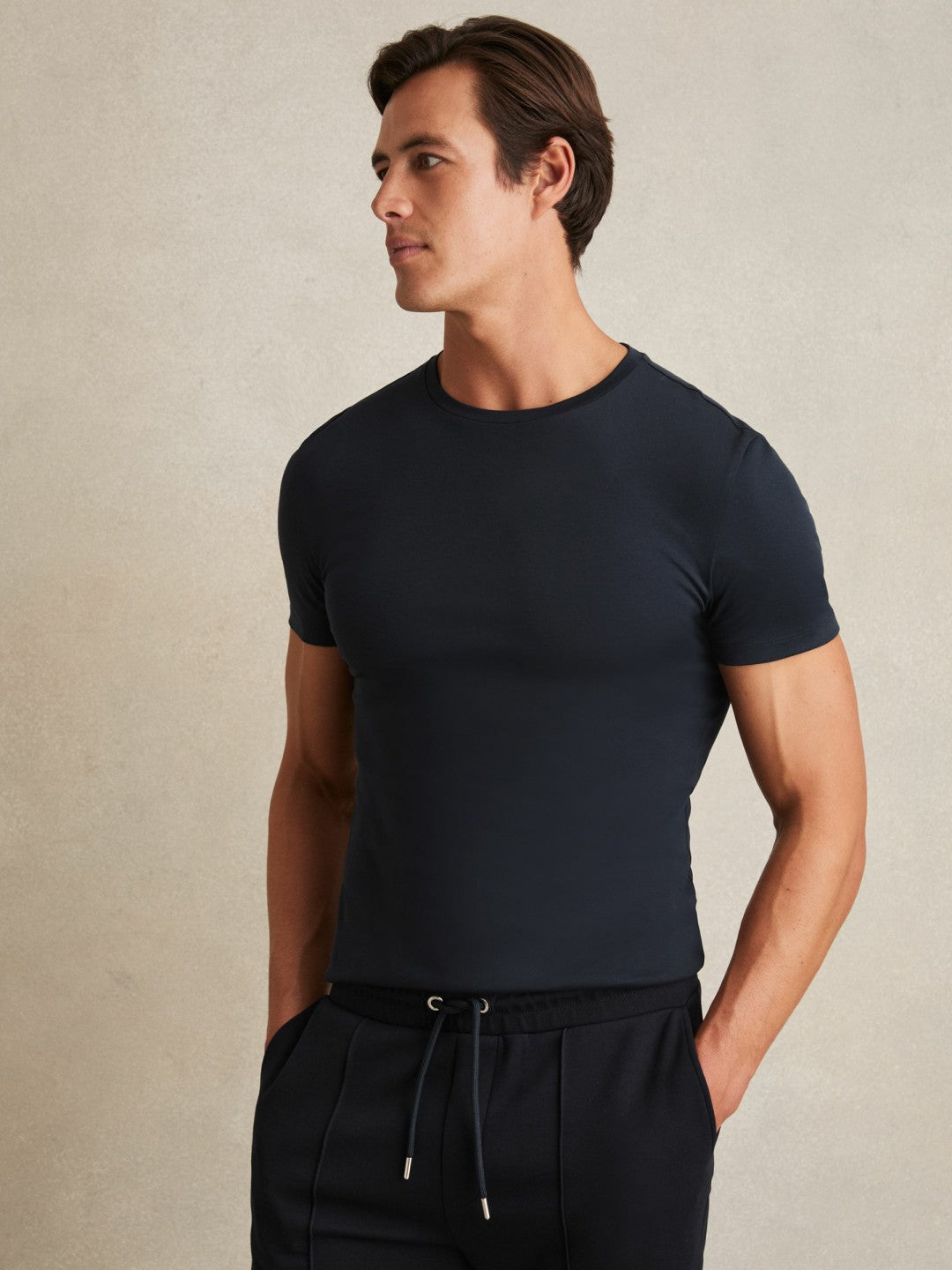 Men Cotton Sports-Fit T-Shirt in Navy