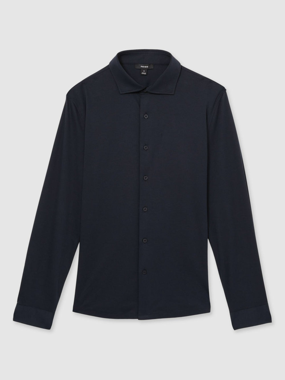 Men Cotton-Jersey Button-Through Shirt in Navy