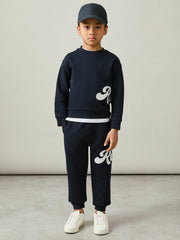 Children & Baby 13-14 yrs Cotton-Blend Logo Script Joggers in Navy