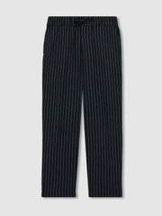 Children & Baby Linen-Blend Drawstring Trousers in Navy Stripe