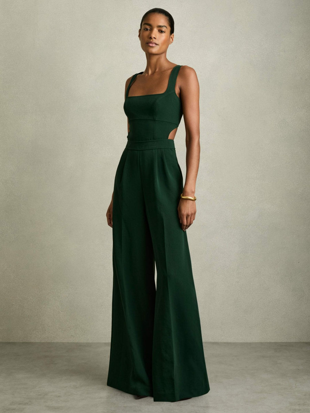 Women Wide-Leg Cut-Out Jumpsuit in Green