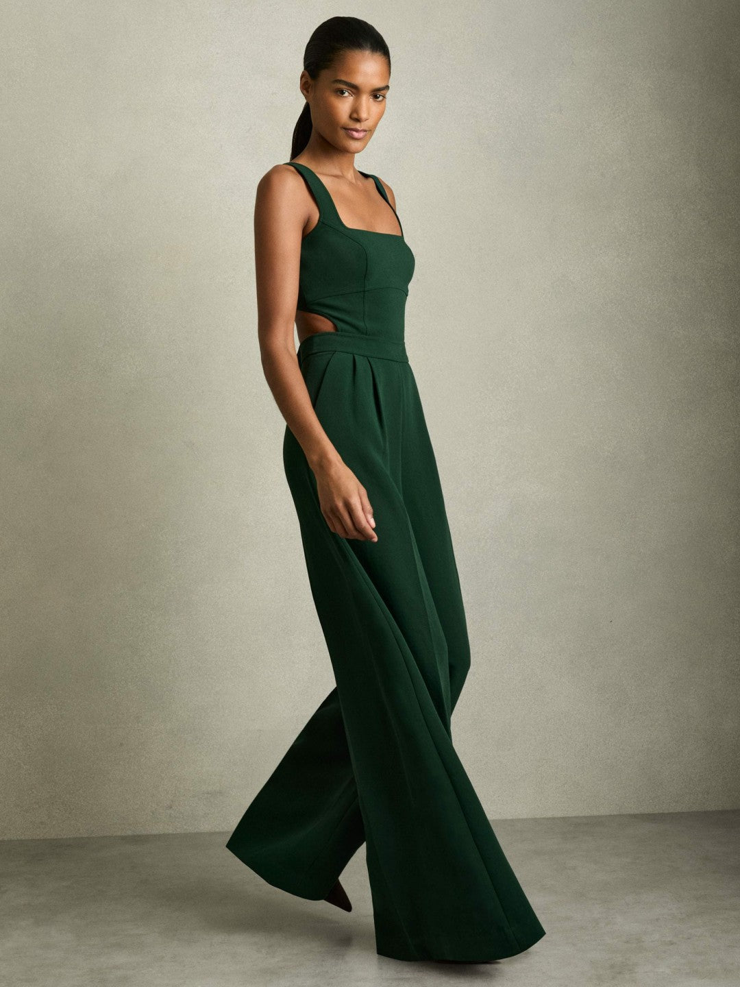 Women Wide-Leg Cut-Out Jumpsuit in Green