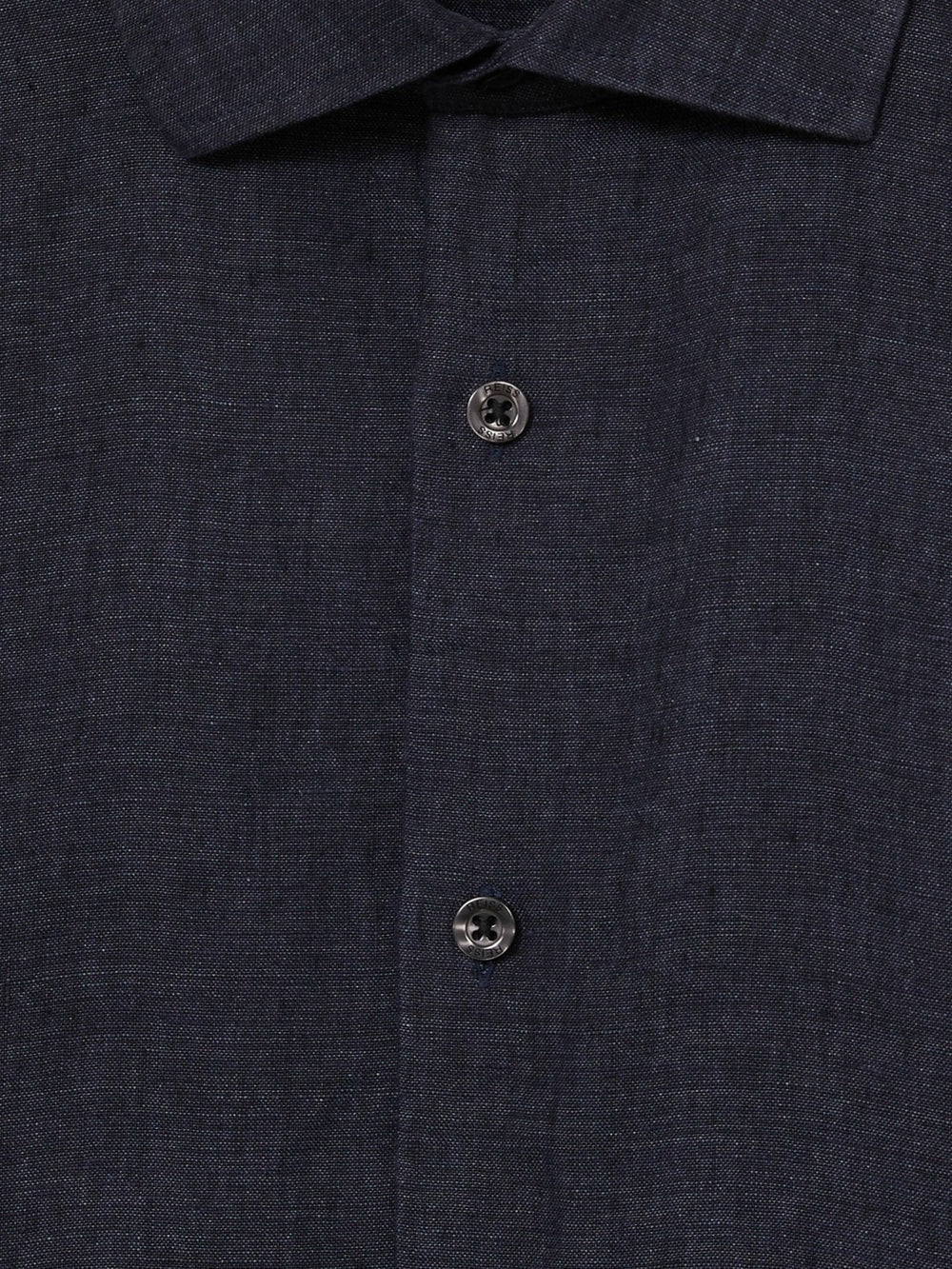 Men Slim Fit Linen Button-Through Shirt in Navy