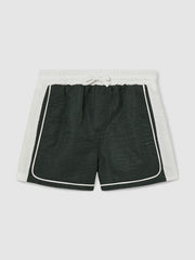 Children & Baby 9-13 yrs Colour-Block Piped Swim Shorts in Green/White
