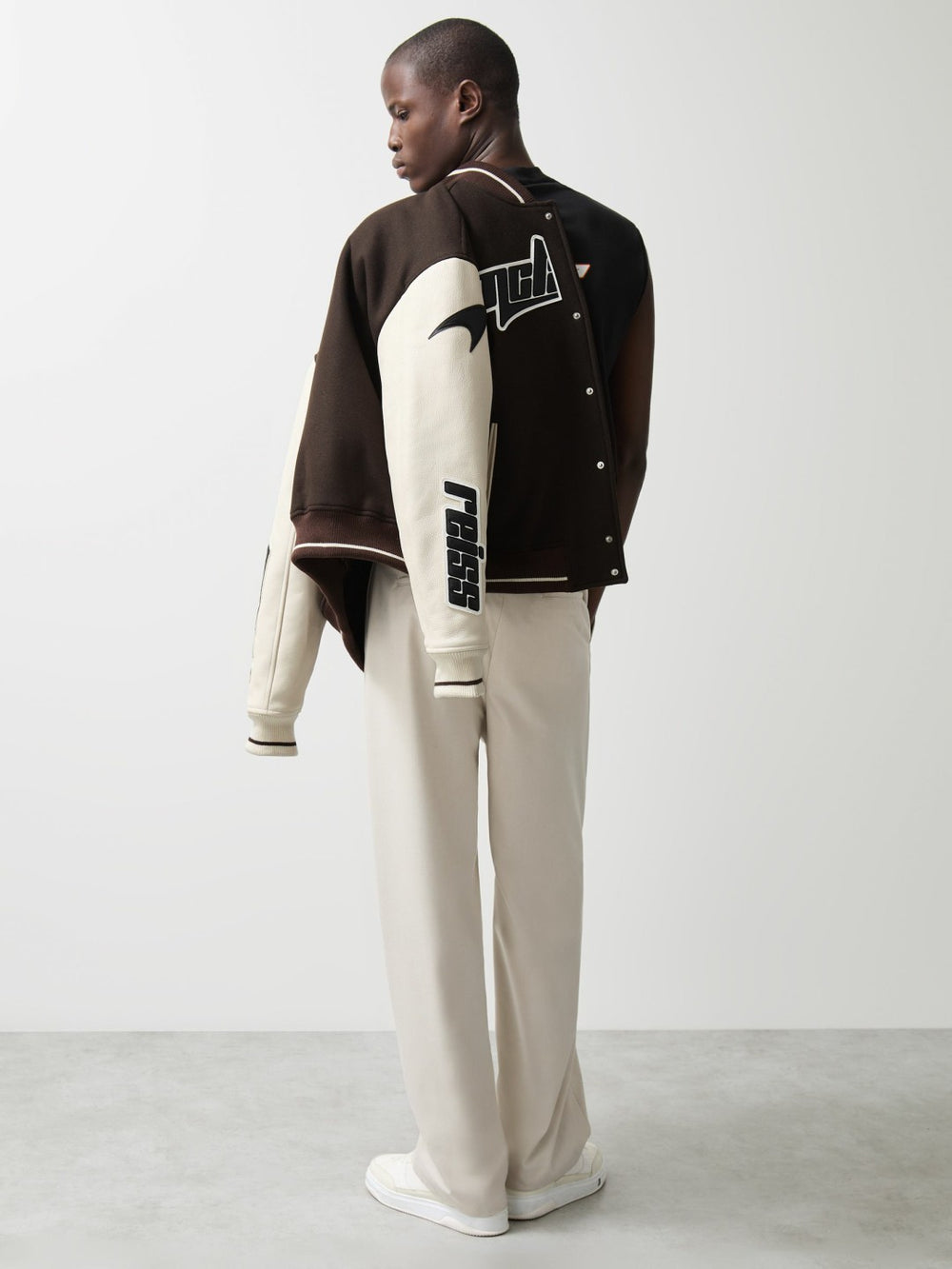Men McLaren F1 Team Bomber Jacket in Brown/Ivory/White