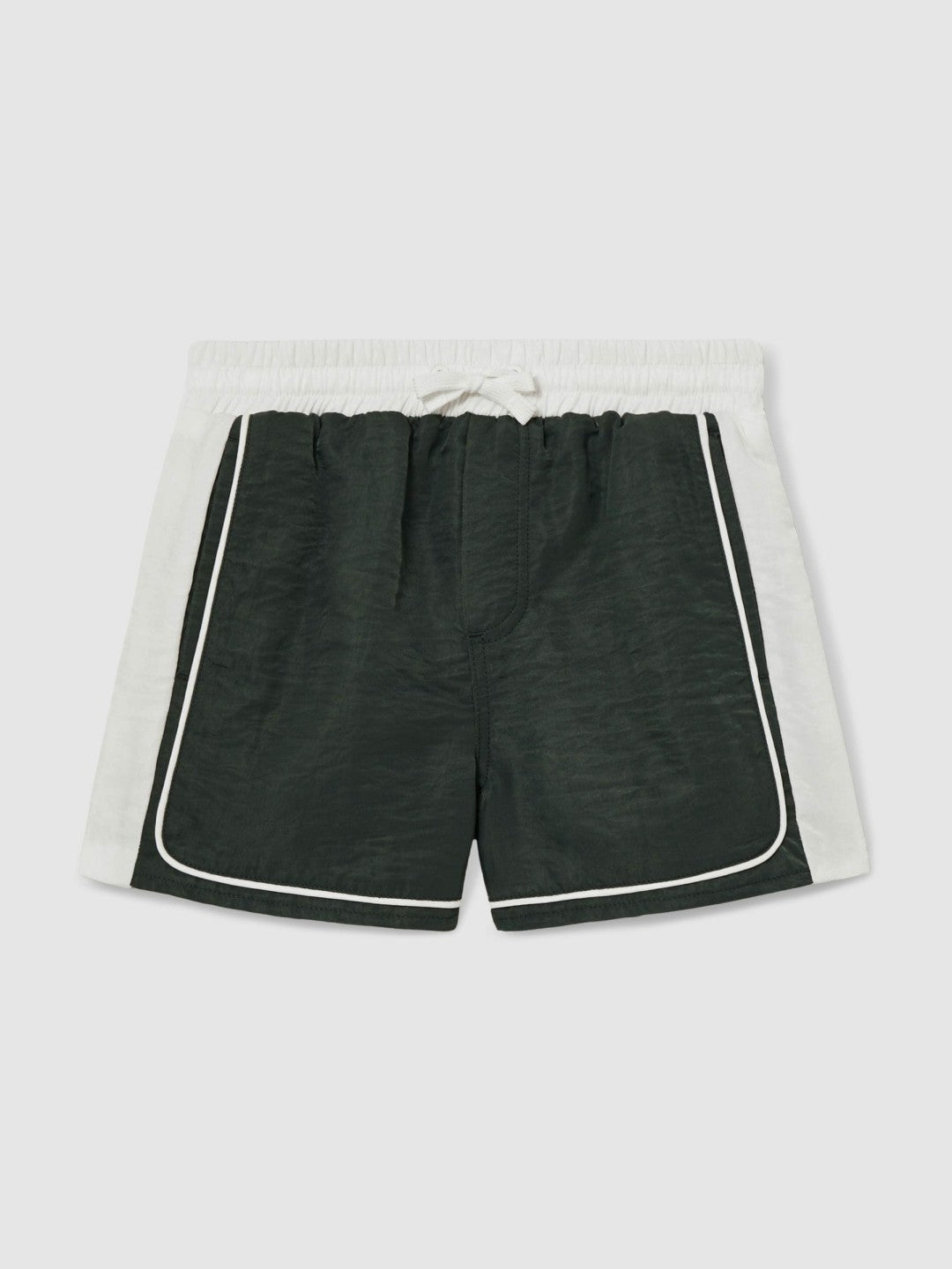 Children & Baby 3-9 yrs Colour-Block Piped Swim Shorts in Green/White