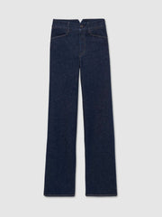 Women Paige High Rise Wide Leg Jeans in Edinburgh Dark Blue