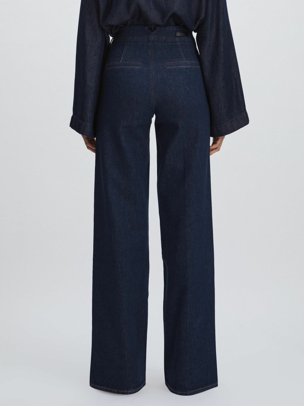 Women Paige High Rise Wide Leg Jeans in Edinburgh Dark Blue