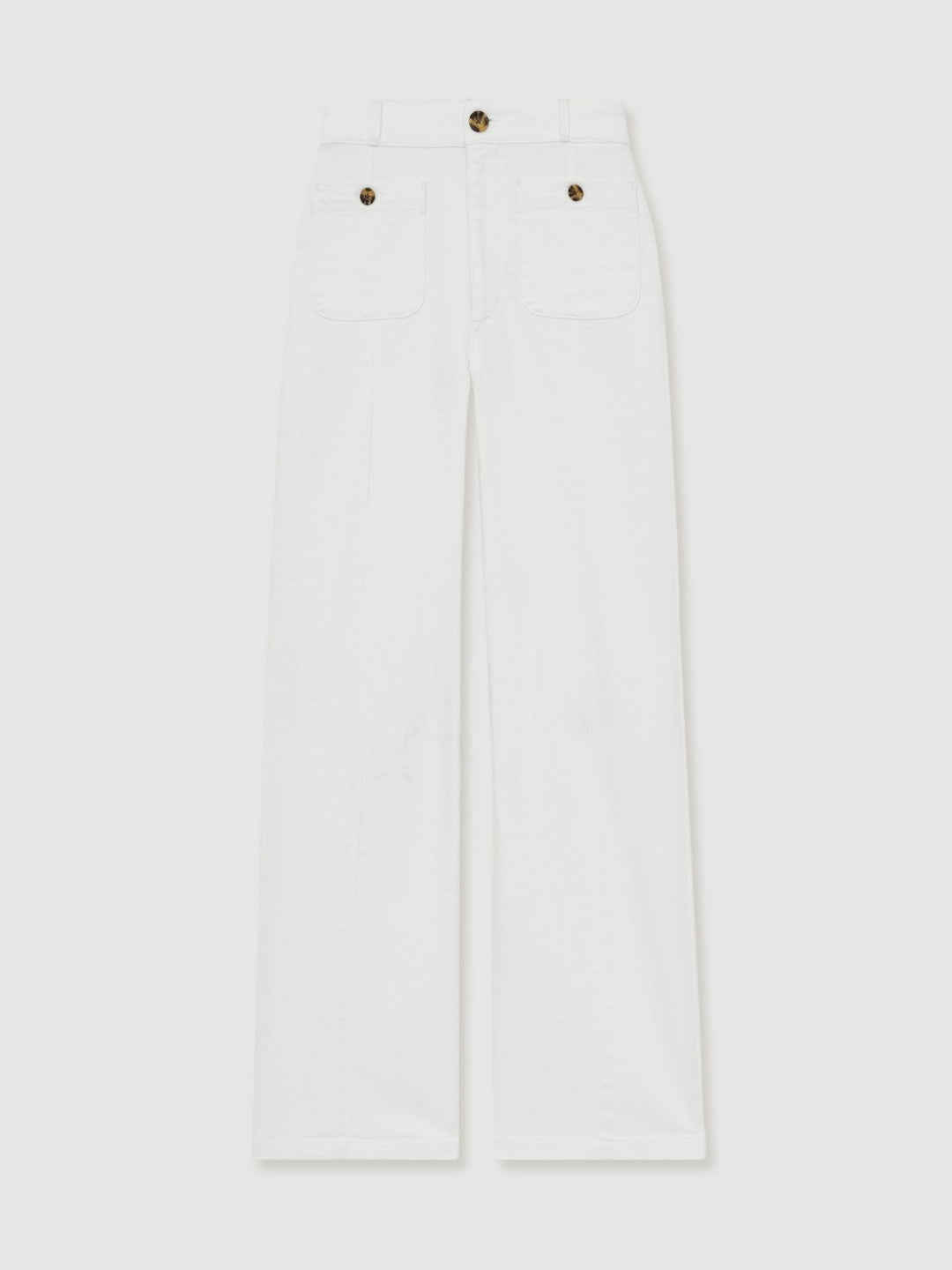 Women Paige Wide-Leg Patch Pocket Jeans in Ecru