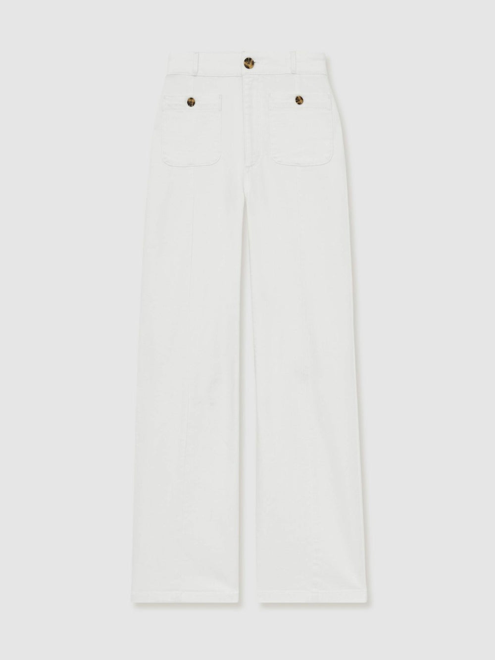 Women Paige Wide-Leg Patch Pocket Jeans in Ecru