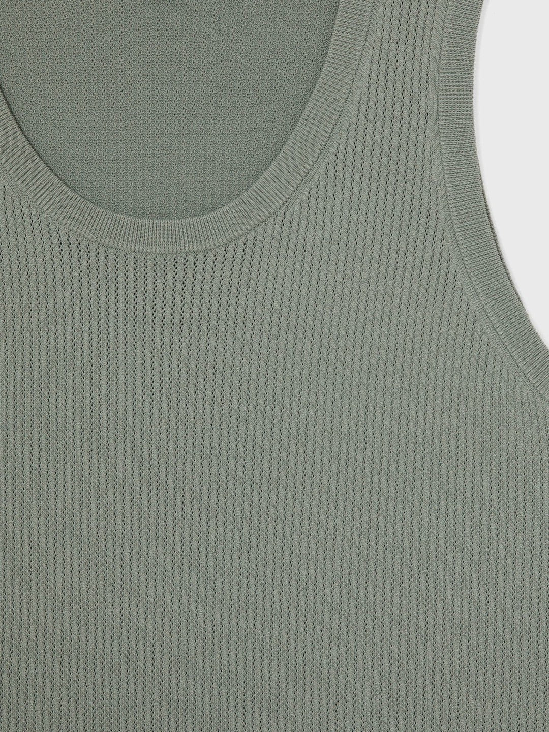 Men Textured Crew Neck Ribbed Vest in Sage Green