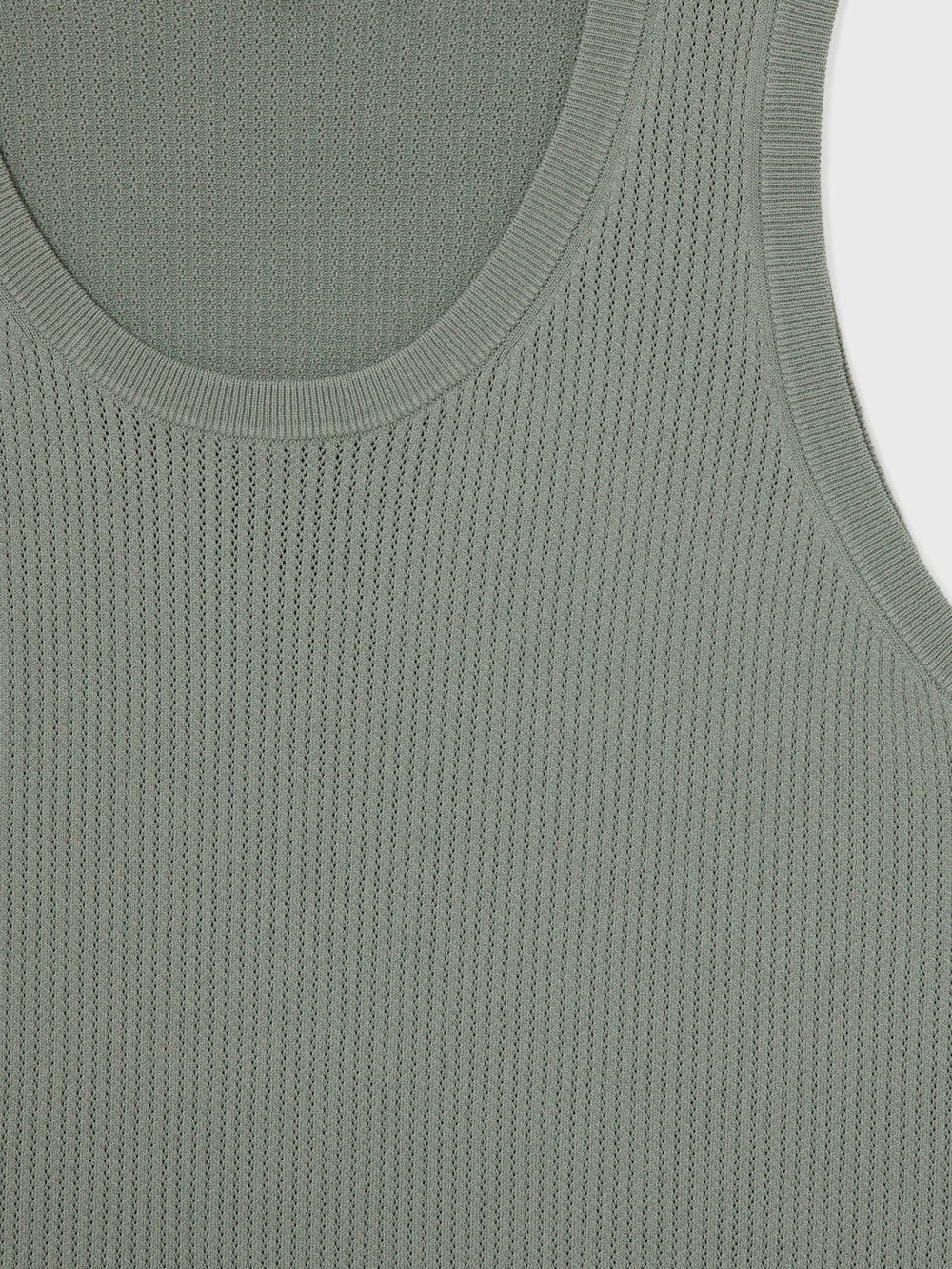 Men Textured Crew Neck Ribbed Vest in Sage Green