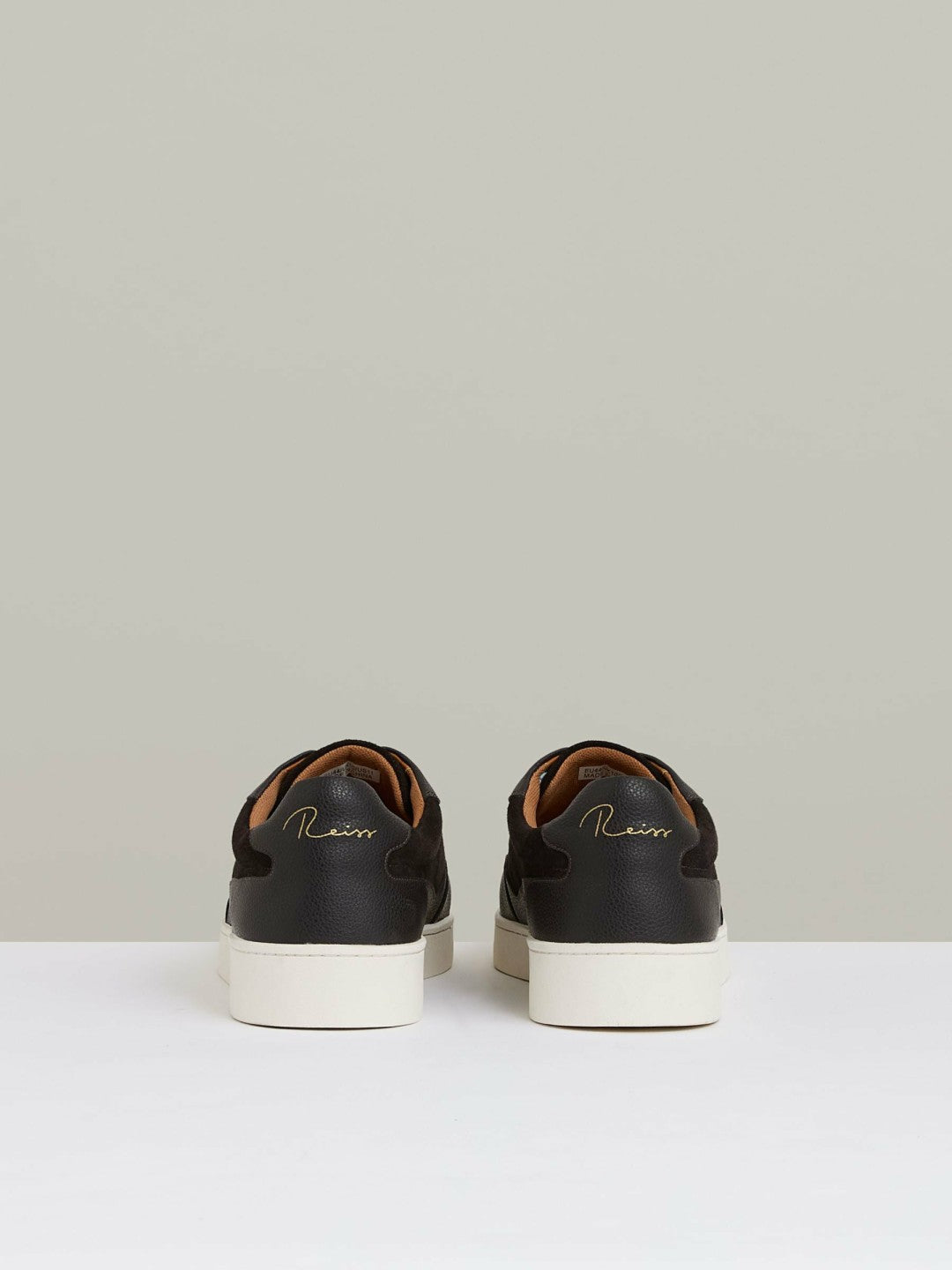 Men Leather Elasticated-Lace Trainers in Espresso Brown