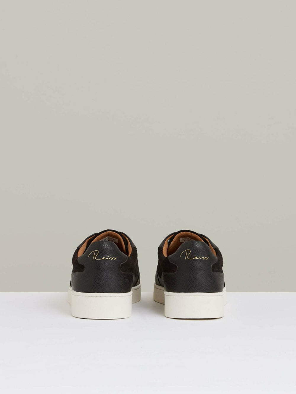Men Leather Elasticated-Lace Trainers in Espresso Brown