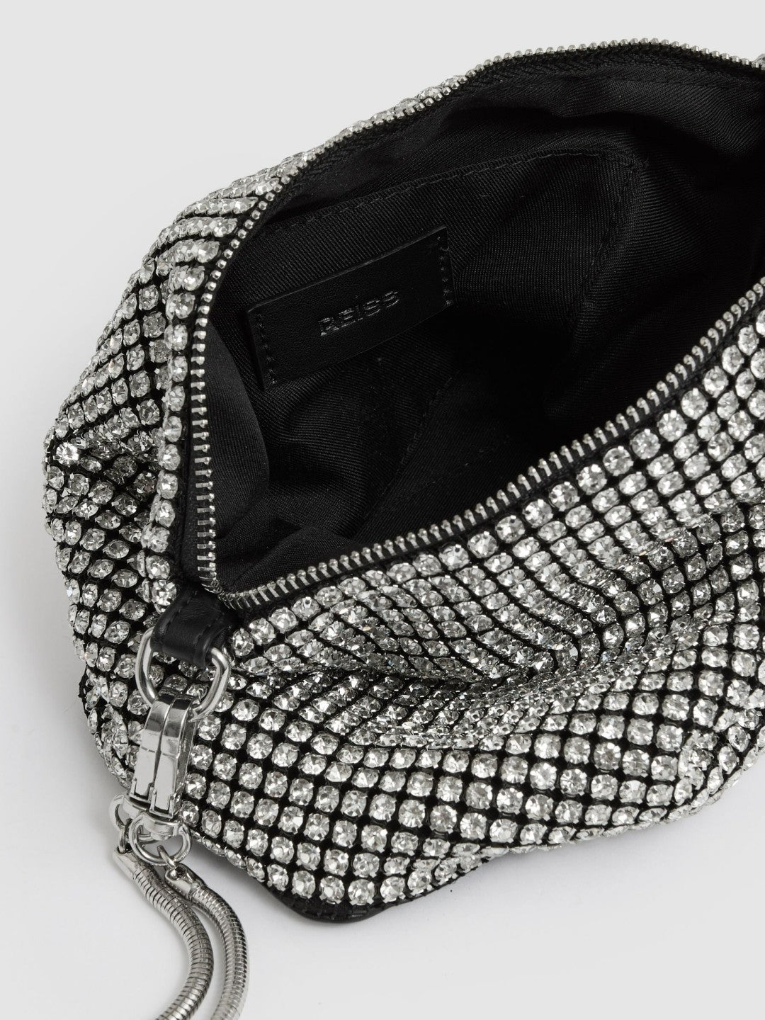 Women Crystal Bracelet Pouch Bag in Silver