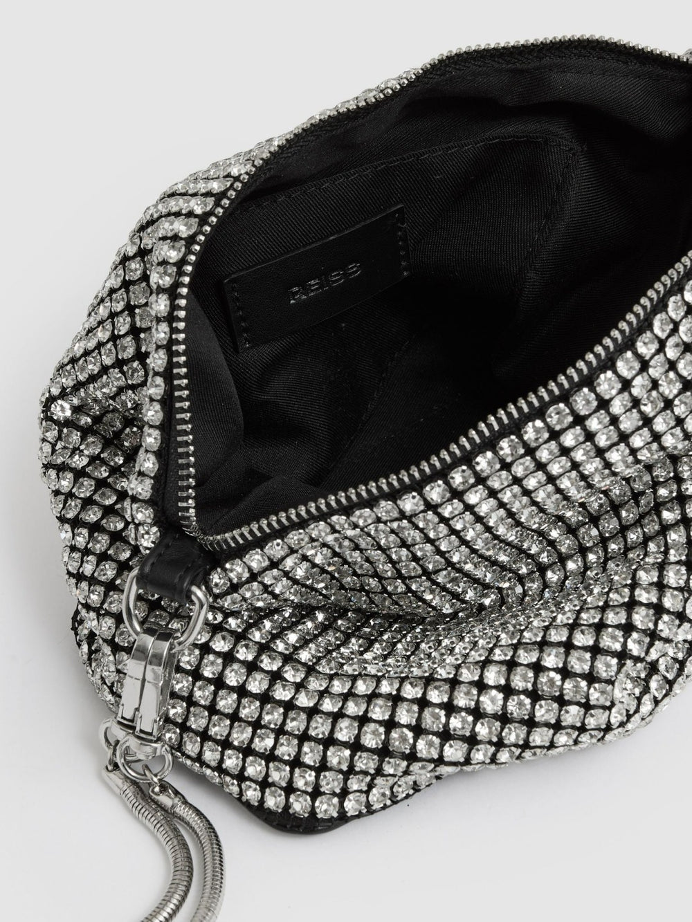 Women Crystal Bracelet Pouch Bag in Silver