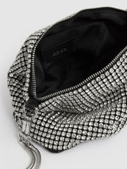 Women Crystal Bracelet Pouch Bag in Silver