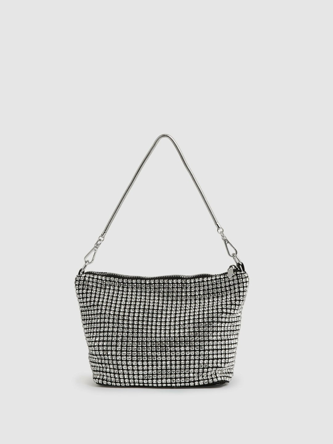 Women Crystal Bracelet Pouch Bag in Silver