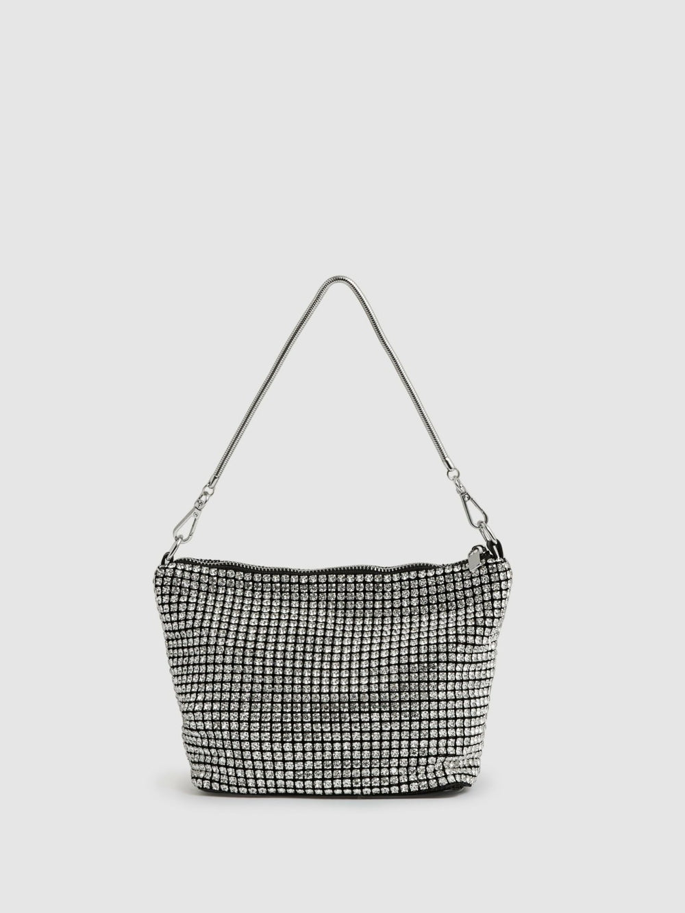 Women Crystal Bracelet Pouch Bag in Silver