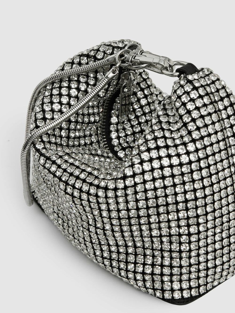 Women Crystal Bracelet Pouch Bag in Silver