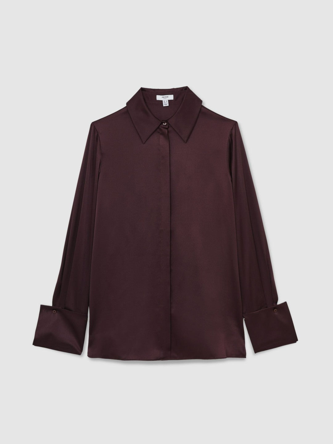 Women Silk Double-Cuff Button-Through Shirt in Red