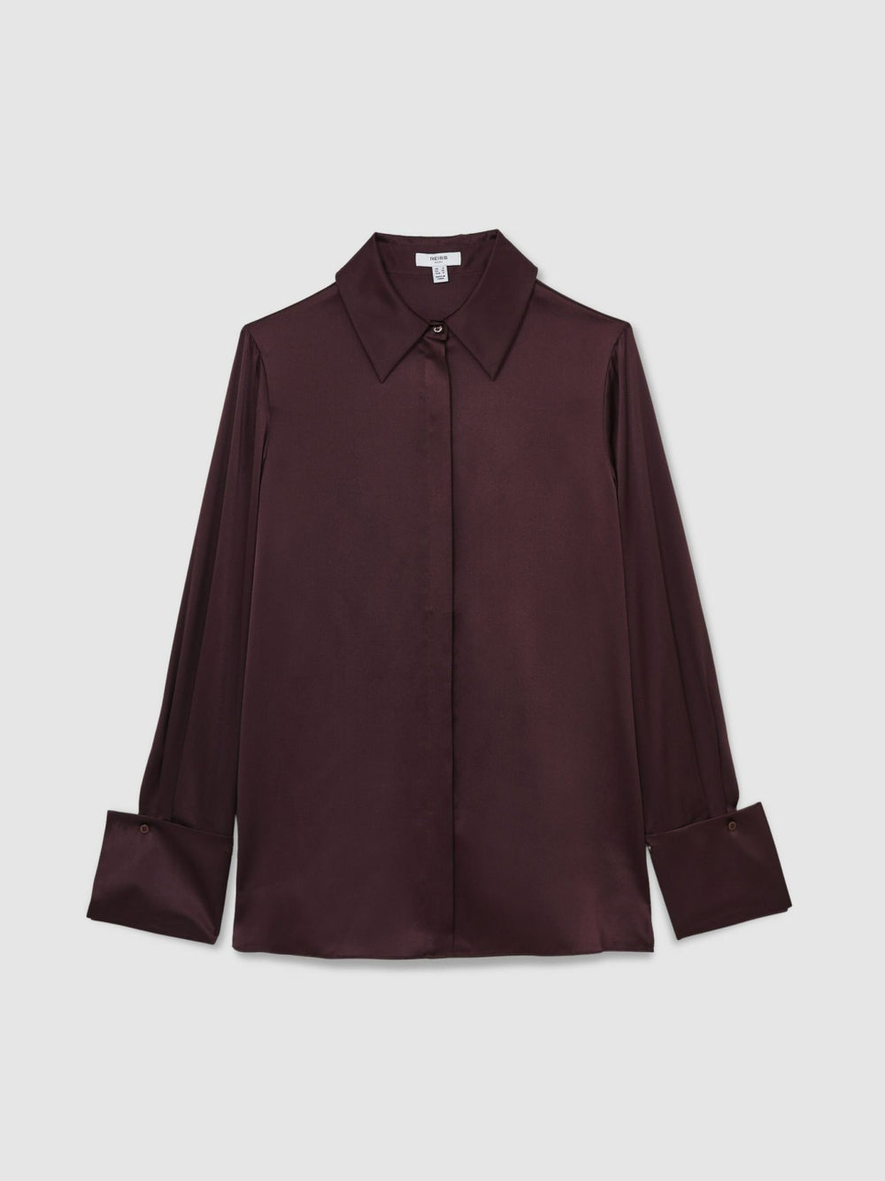 Women Silk Double-Cuff Button-Through Shirt in Red