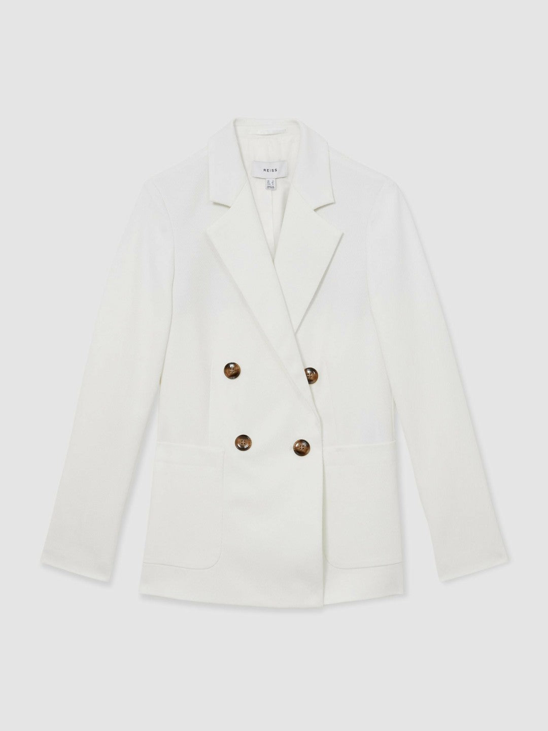 Women Double-Breasted Notch-Lapel Blazer in White