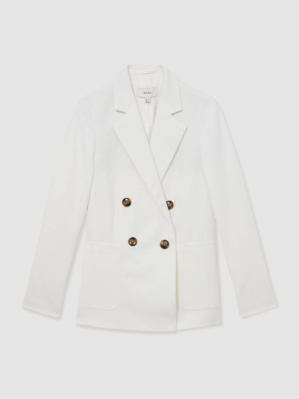 Women Double-Breasted Notch-Lapel Blazer in White