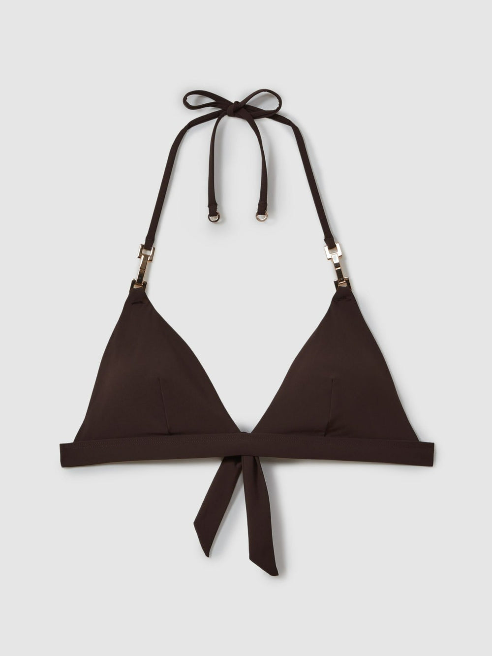 Women Triangle Halter Neck Bikini Top in Chocolate