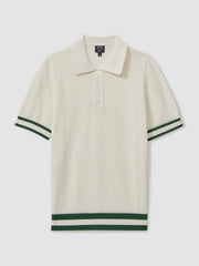 Men | Ché Knitted Half-Button Polo Shirt in White