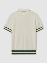 Men | Ché Knitted Half-Button Polo Shirt in White