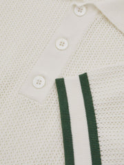 Men | Ché Knitted Half-Button Polo Shirt in White