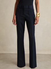 Women Petite Flared Suit Trousers in Navy