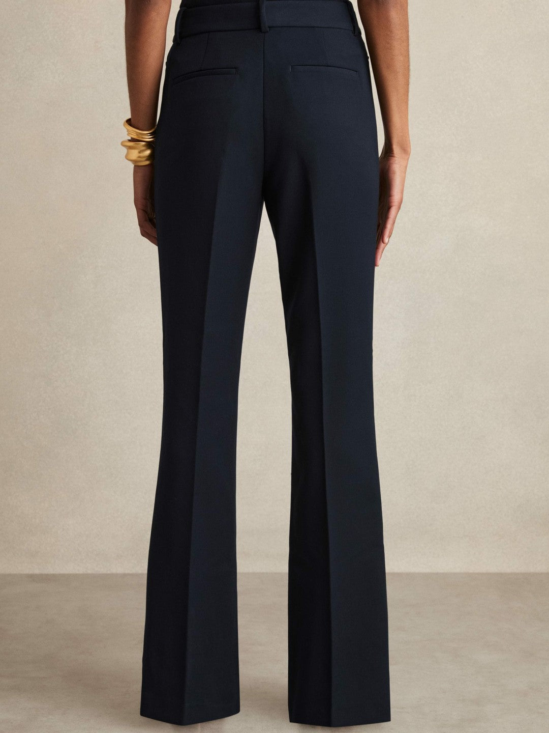 Women Petite Flared Suit Trousers in Navy