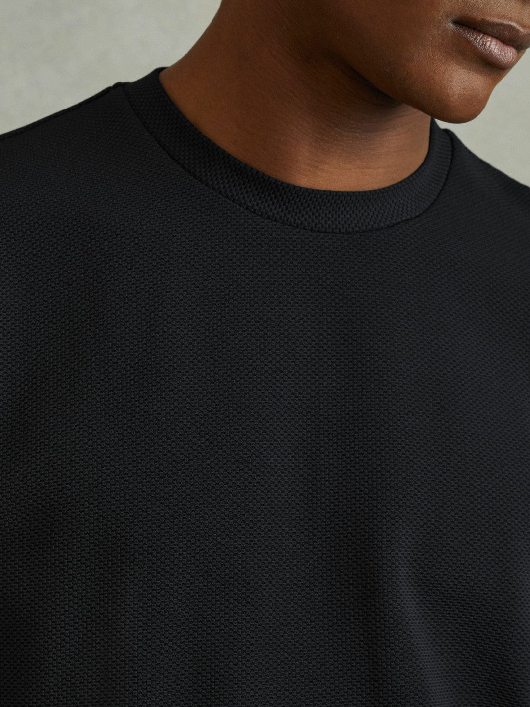 Men Textured Crew-Neck T-Shirt in Navy