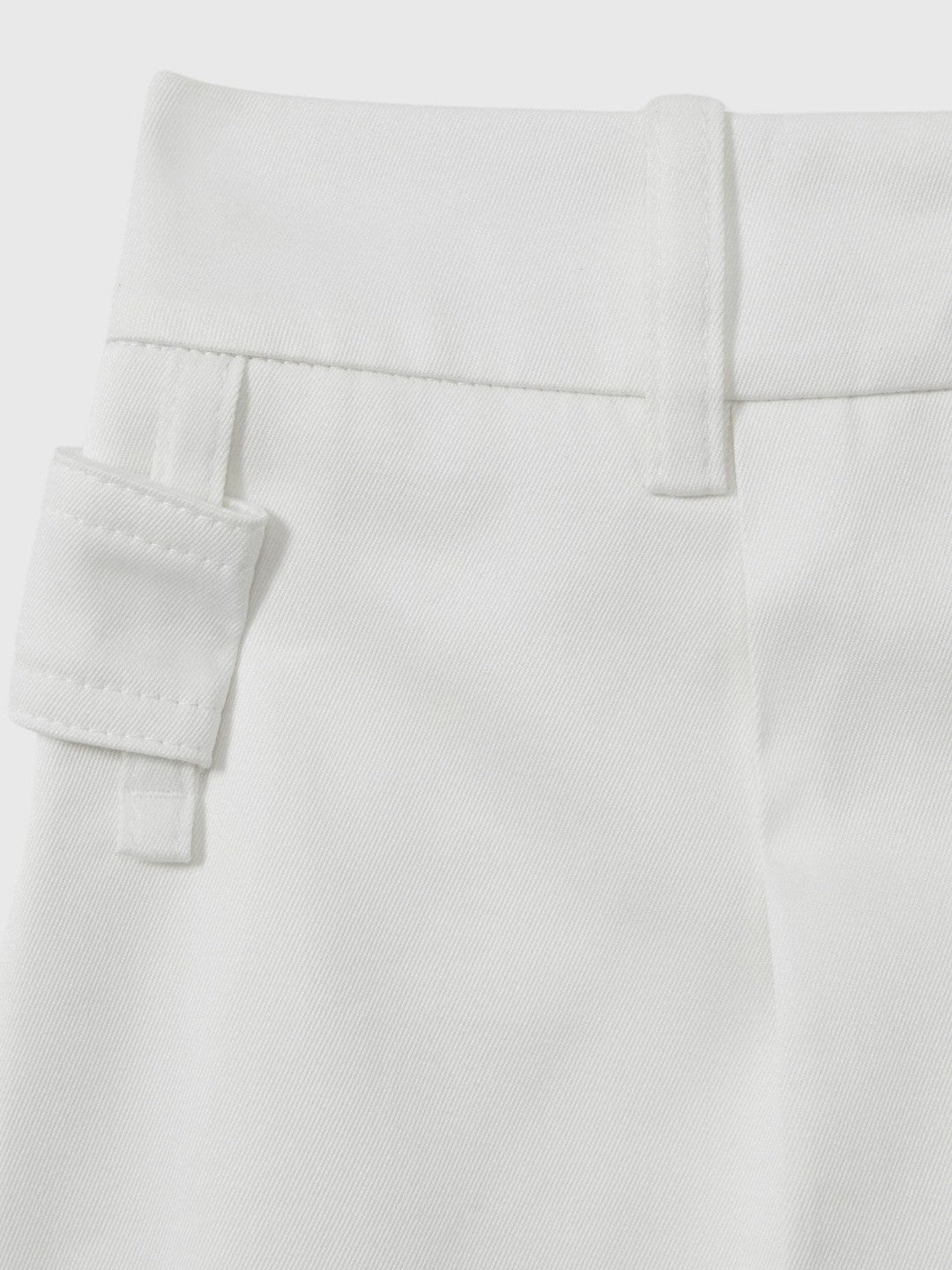 Women Cotton Wide Leg Suit Trousers in White