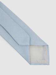 Men Textured Silk Blend Tie in Light Blue