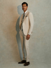 Men Slim Fit Single Breasted Waistcoat in Stone