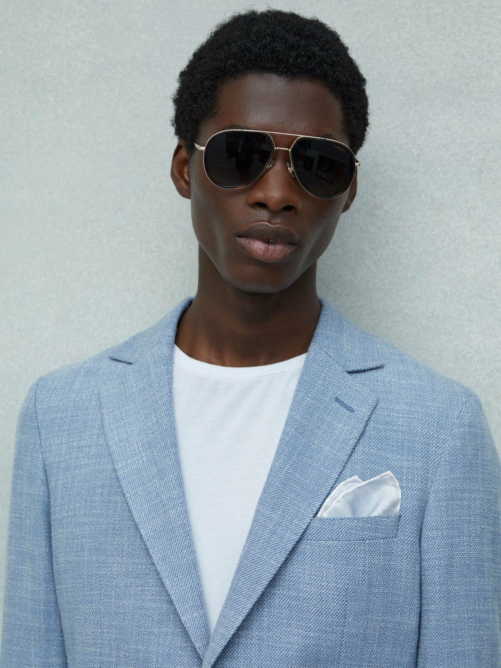 Men Polka Dot Silk Pocket Square in Light Blue